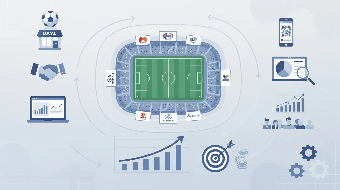 A step-by-step visual process guide demonstrating how affiliate analytics for local soccer sponsorships works