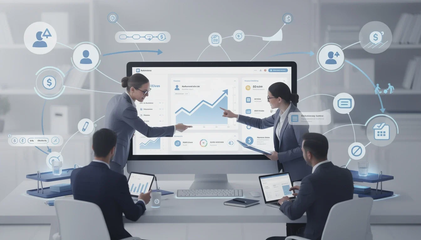 An illustrated diagram showing the key benefits of affiliate automation for subscription businesses strategies