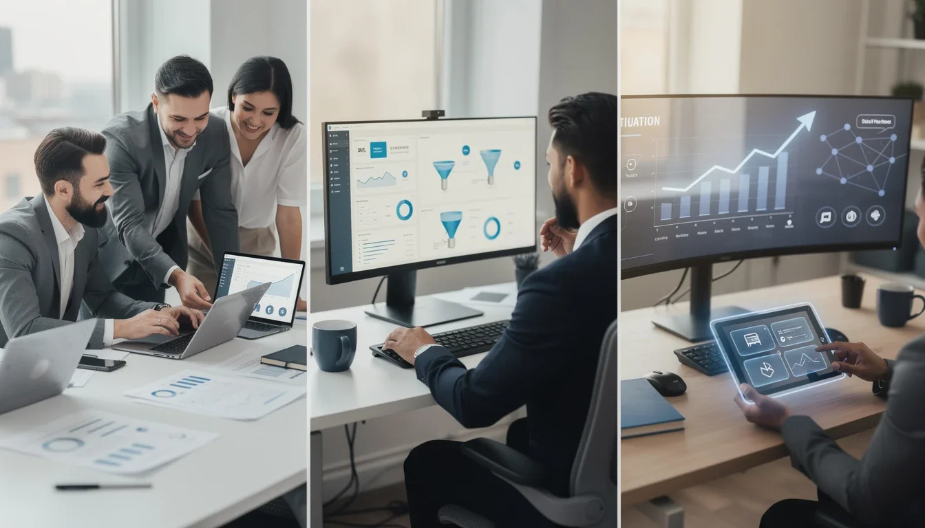 A step-by-step visual process guide demonstrating how choosing affiliate program management software works