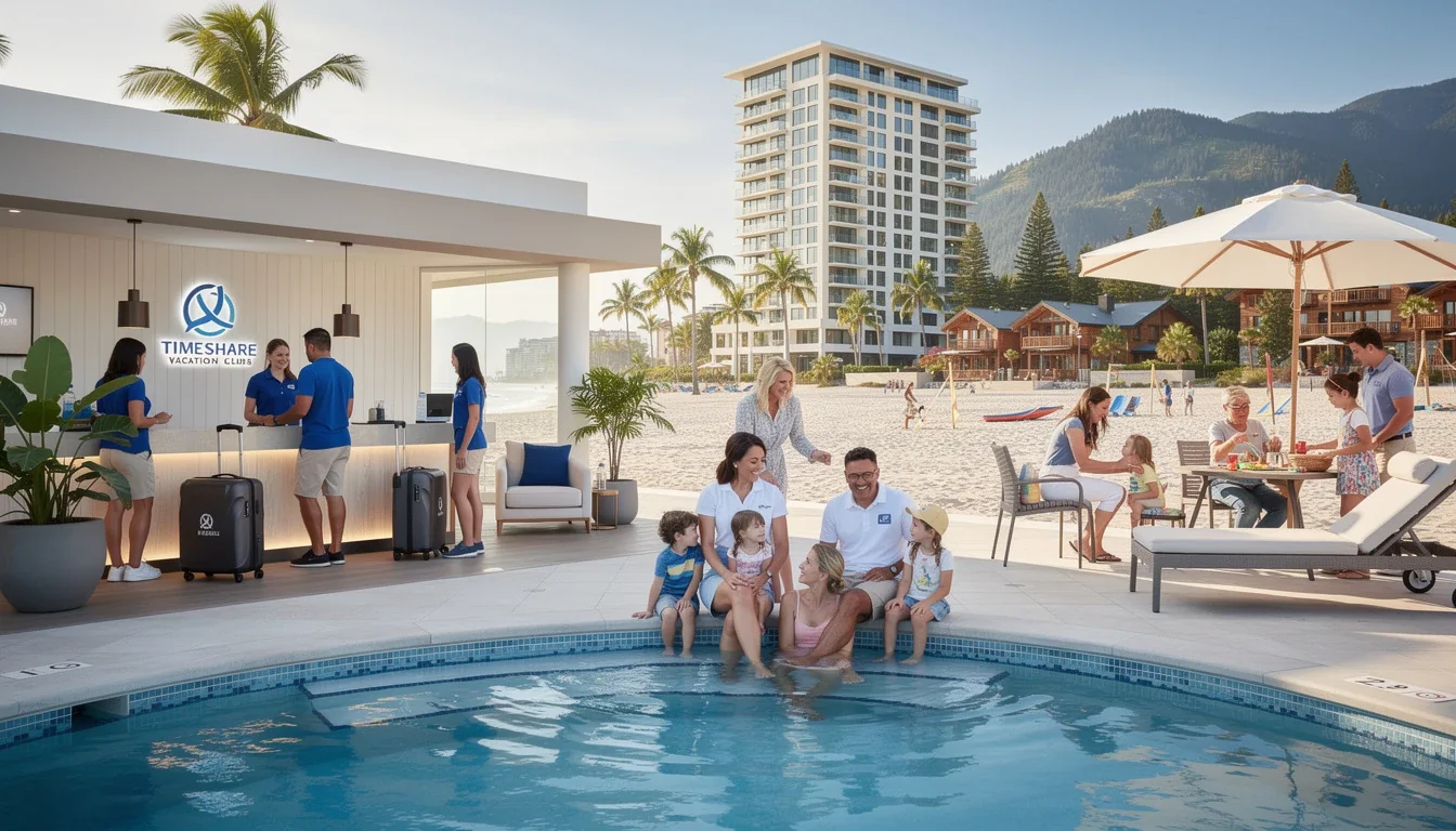 An illustrated diagram showing the key benefits of comparing family-friendly timeshare vacation clubs 2026 strategies