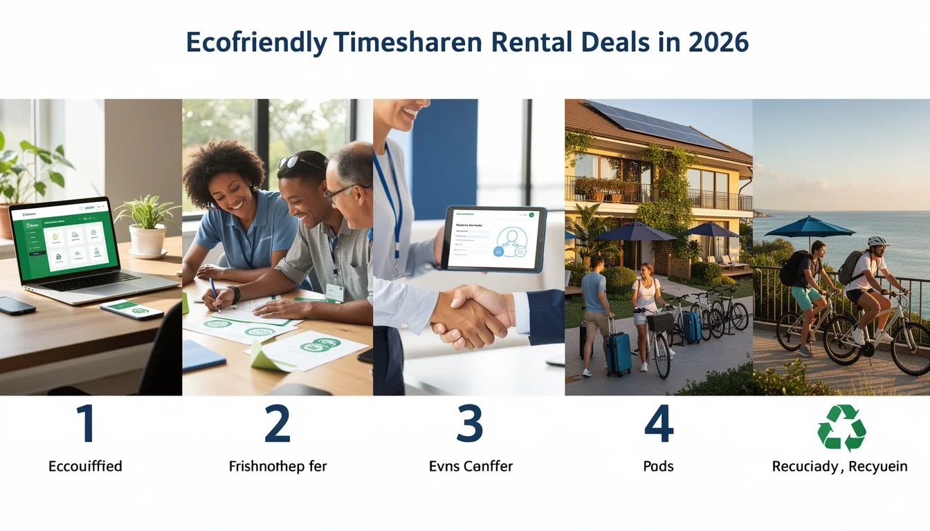 A step-by-step visual process guide demonstrating how eco-friendly timeshare rental deals 2026 works
