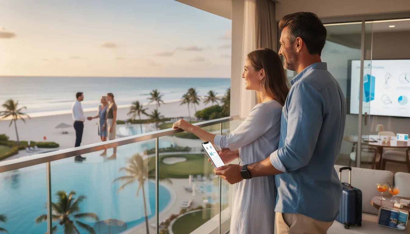 An illustrated diagram showing the key benefits of free vacations with timeshare presentations 2026 strategies