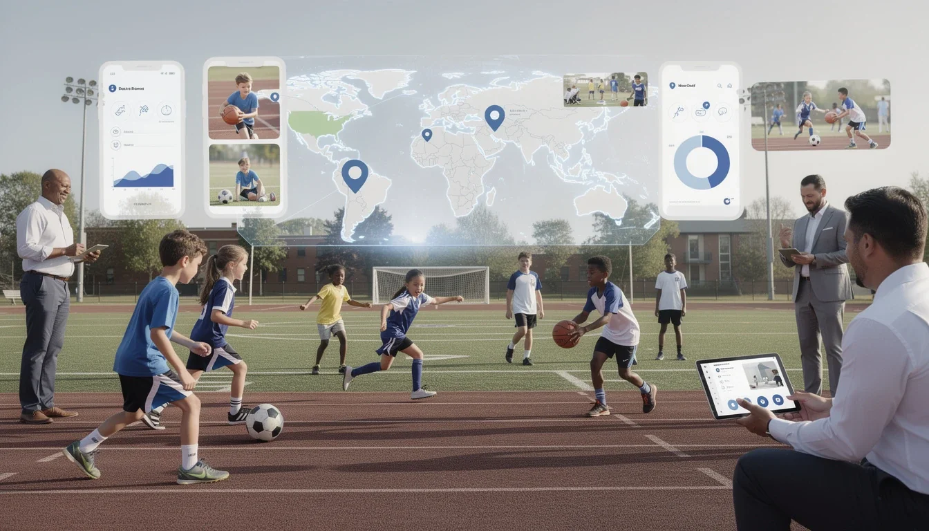 An illustrated diagram showing the key benefits of geo-targeted partner campaigns for youth sports strategies