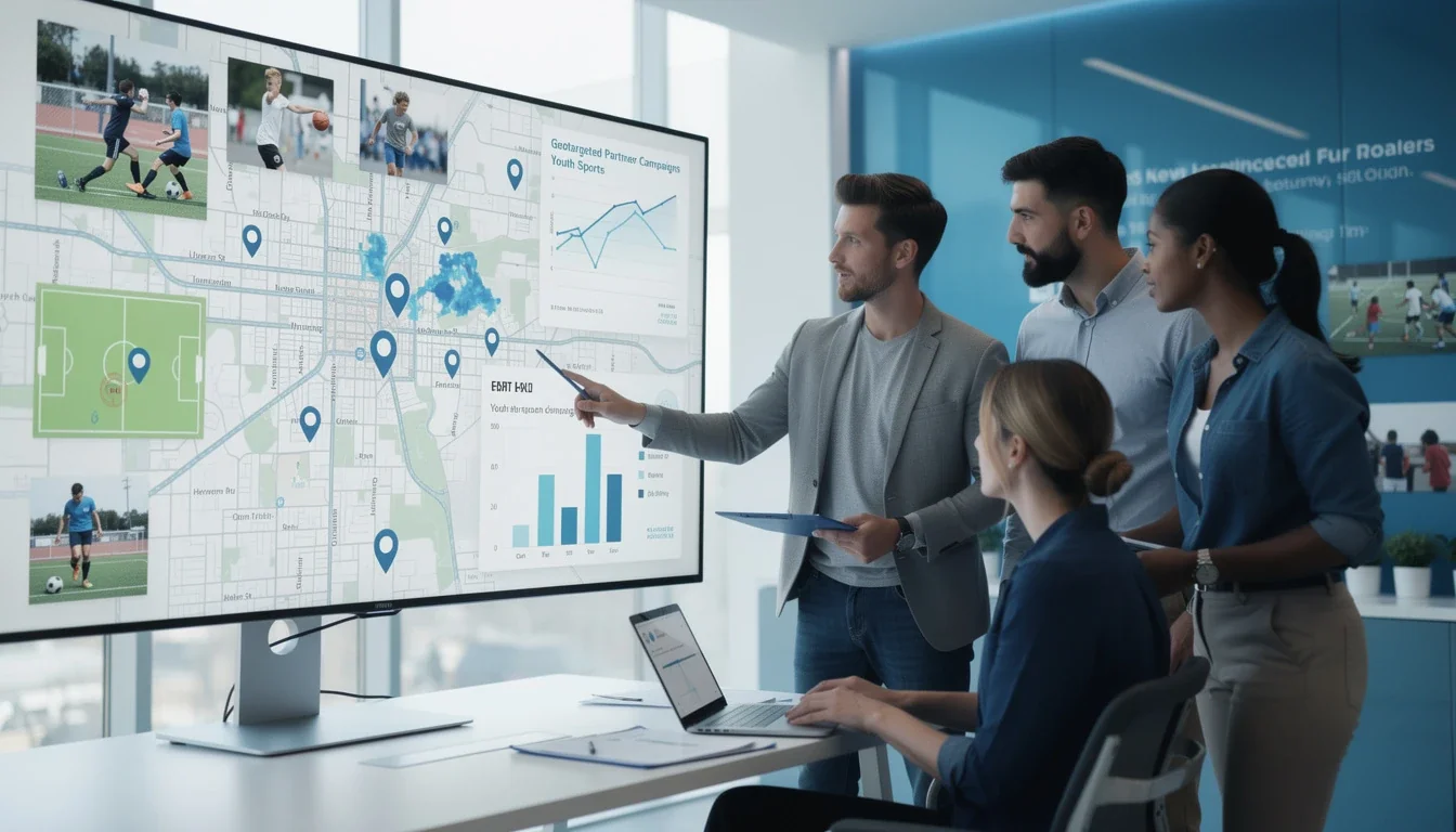 A summary infographic highlighting best practices for geo-targeted partner campaigns for youth sports