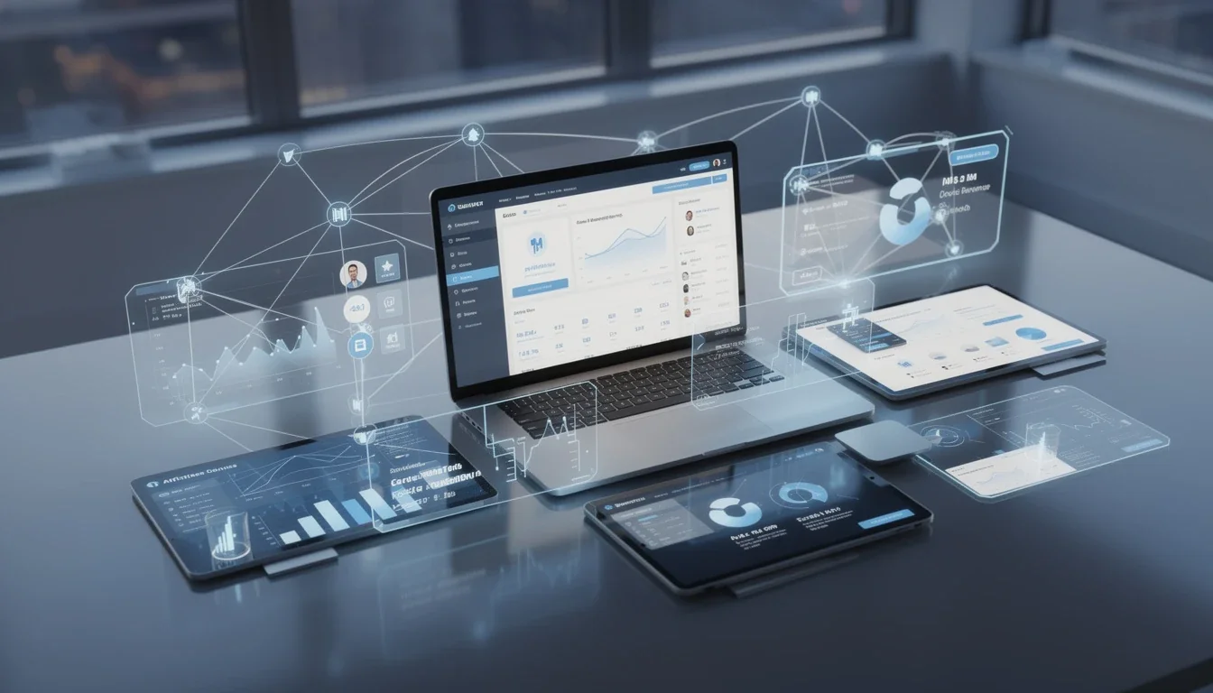 A professional team working on affiliate automation for subscription businesses solutions in a modern office environment