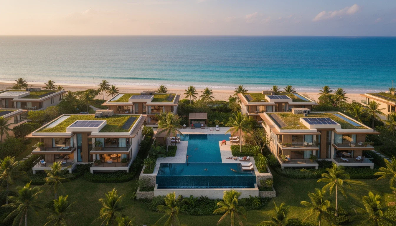 A professional team working on eco-friendly timeshare rental deals 2026 solutions in a modern office environment