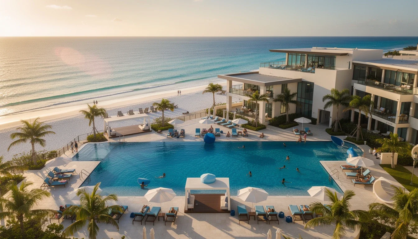 A professional team working on free vacations with timeshare presentations 2026 solutions in a modern office environment