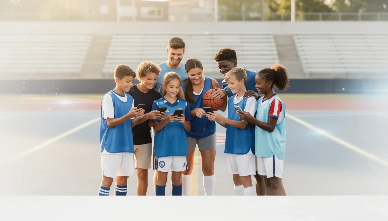 A professional team working on referral program design for youth sports apps solutions in a modern office environment