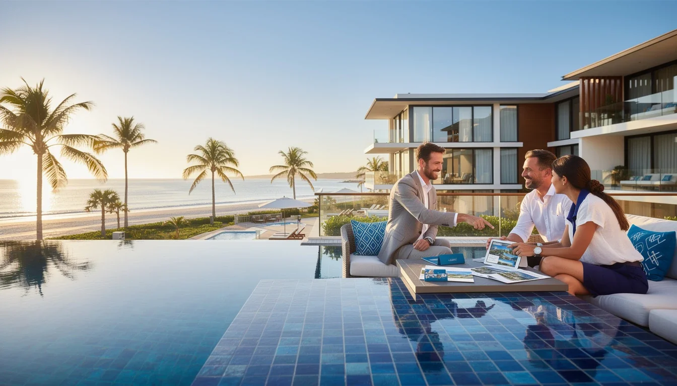 A professional team working on strategic timeshare week swapping case study solutions in a modern office environment