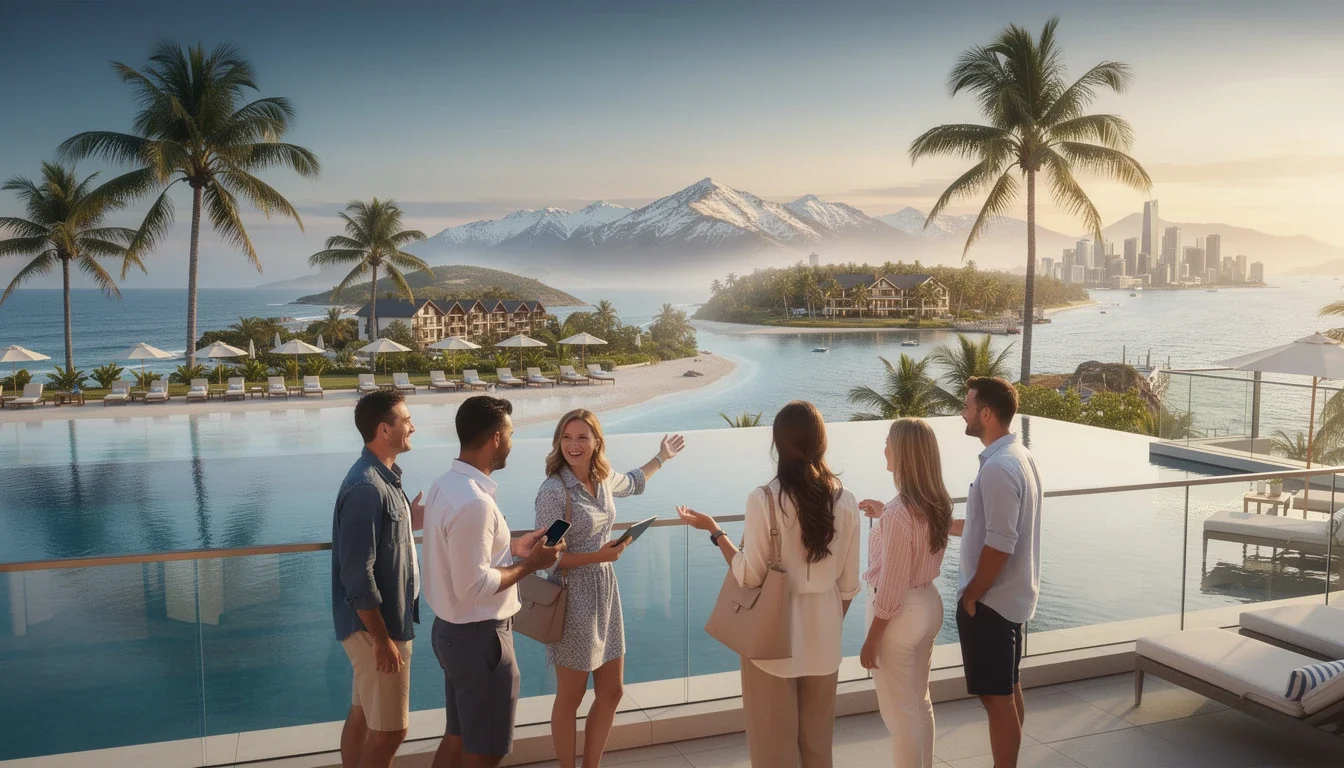 A professional team working on timeshare vacation destinations comparison flexible travelers solutions in a modern office environment