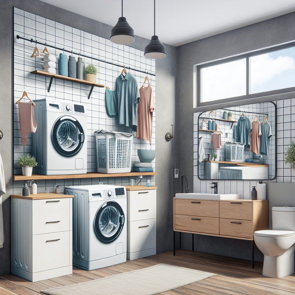 A step-by-step visual process guide demonstrating how in unit laundry without buying appliances works with clear labeled stag