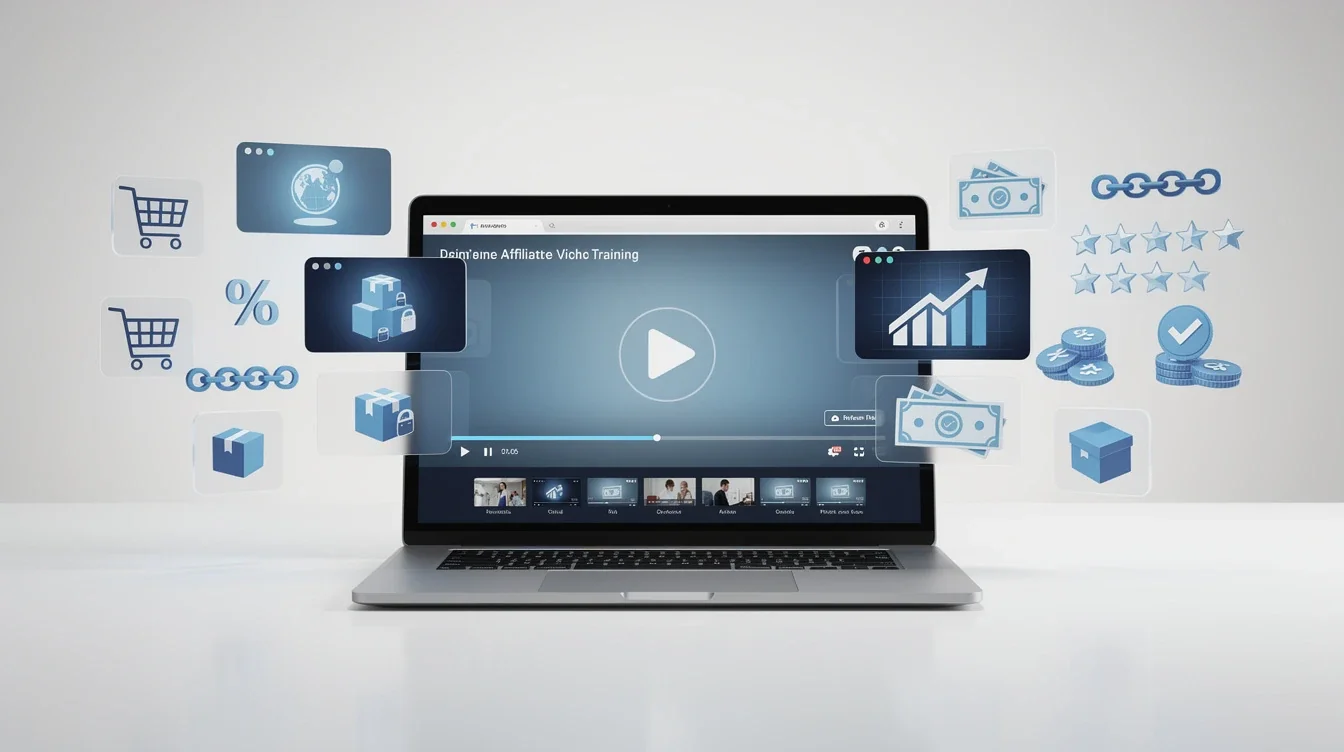 An illustrated diagram showing the key benefits of integrating video training with affiliate marketing strategies