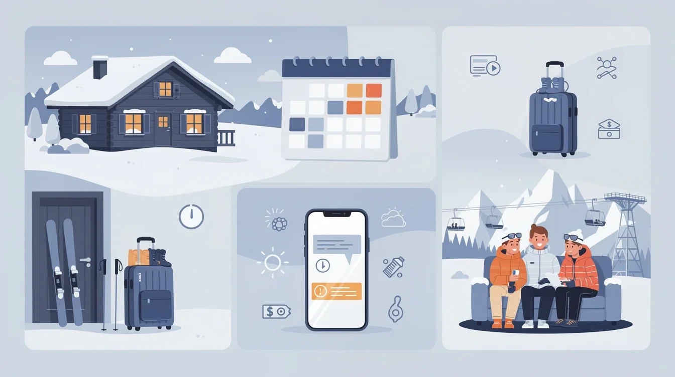 A summary infographic highlighting best practices for last minute timeshare ski trip tips