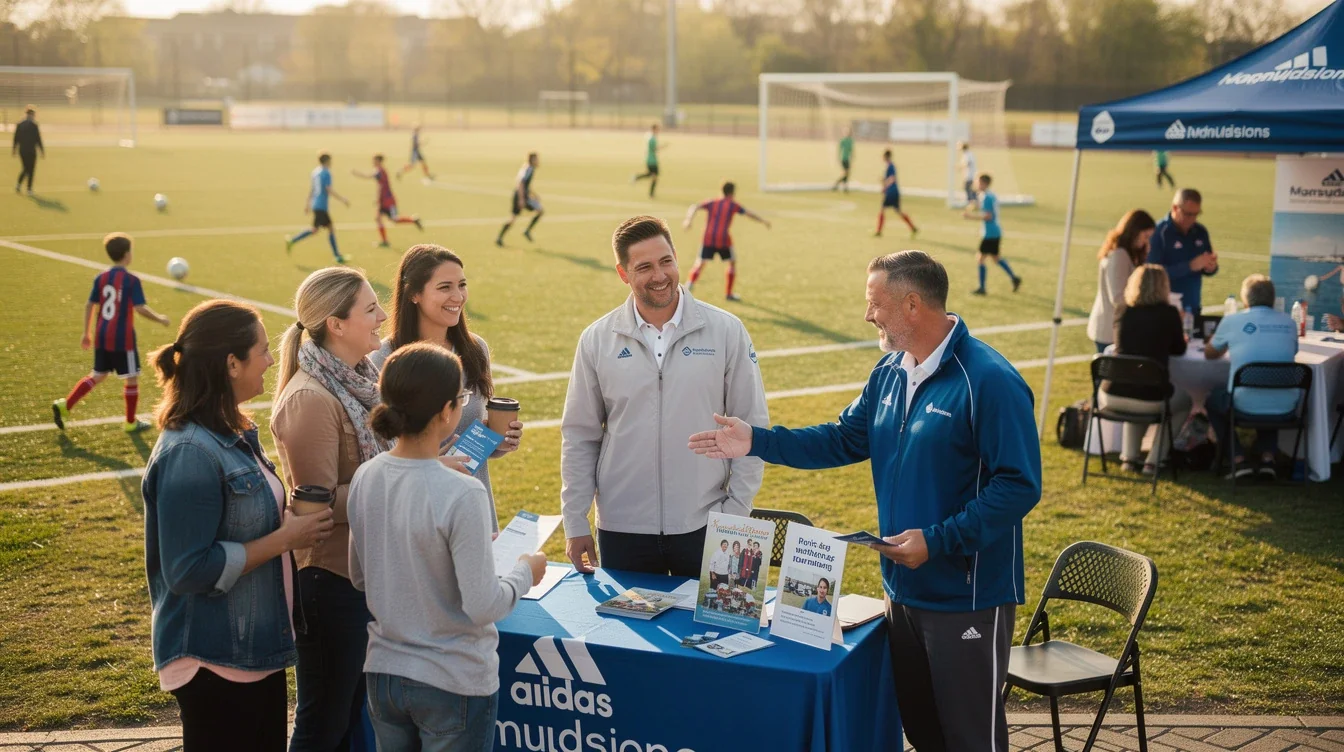 An illustrated diagram showing the key benefits of leveraging local soccer tournaments for referrals strategies