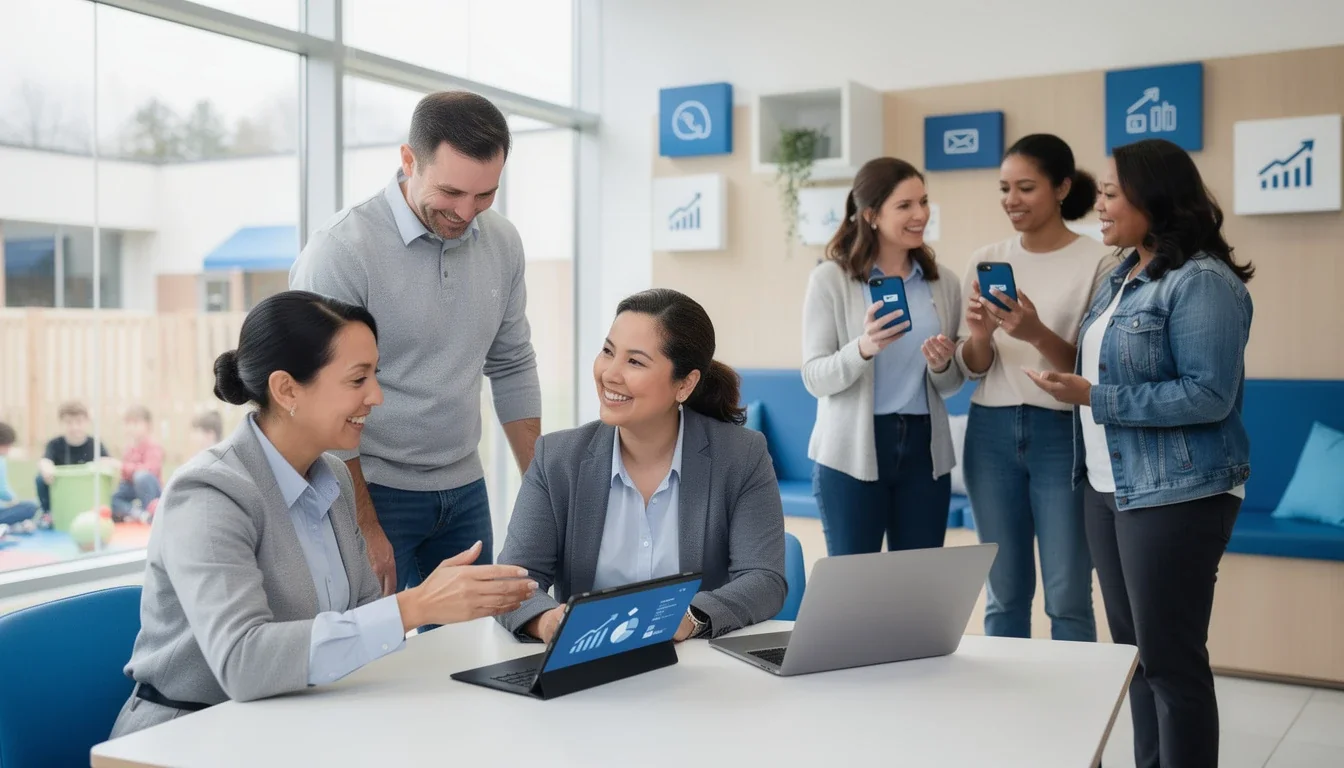 An illustrated diagram showing the key benefits of leveraging parent feedback referral programs strategies