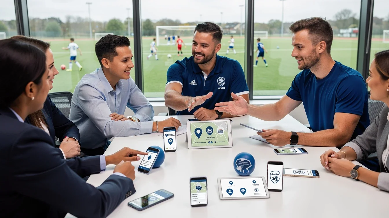 An illustrated diagram showing the key benefits of local partnership strategies youth soccer apps strategies