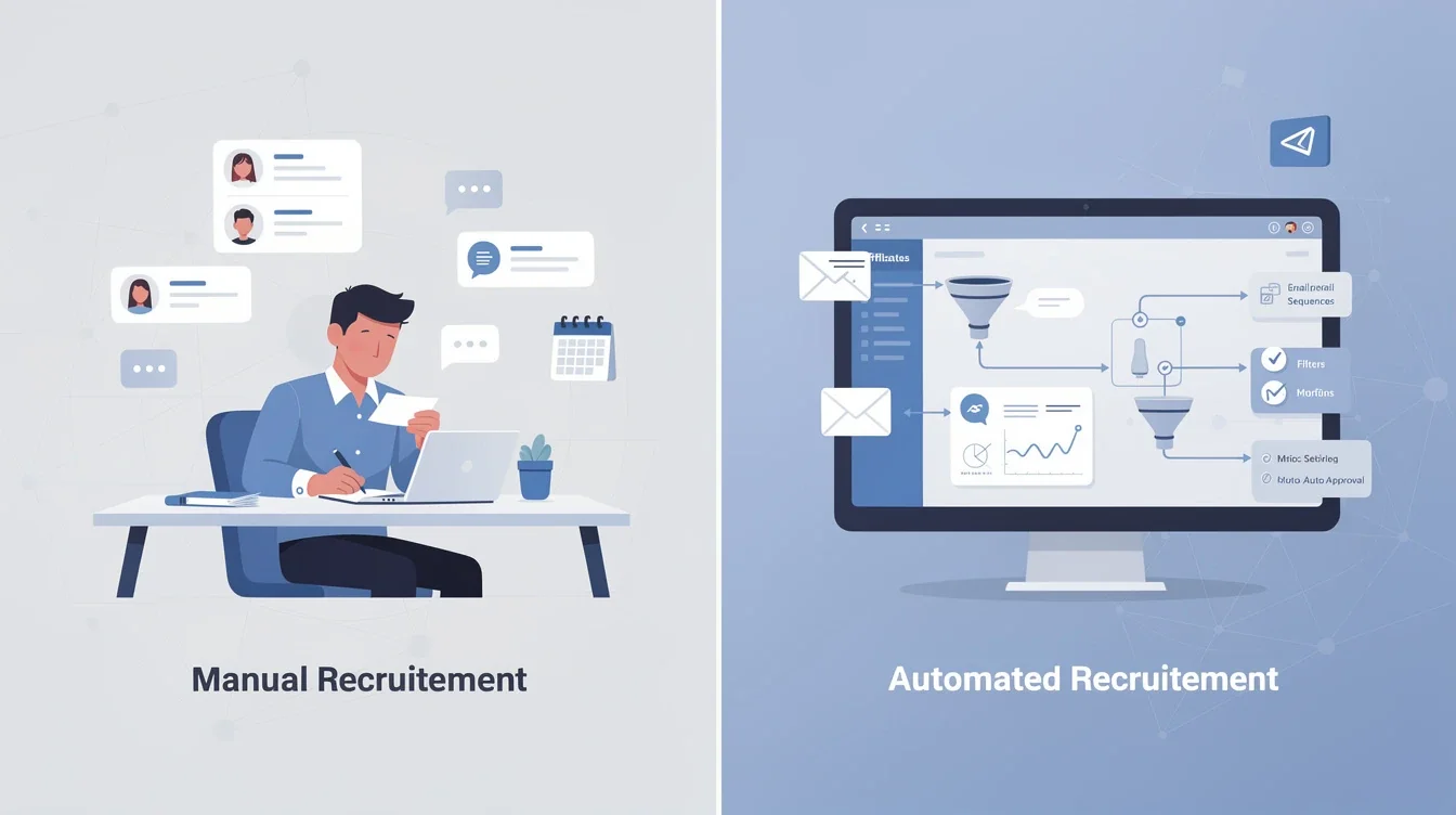 A summary infographic highlighting best practices for manual vs automated affiliate recruitment