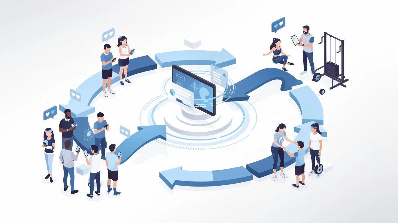 A step-by-step visual process guide demonstrating how micro-influencer and local coach referral synergy works