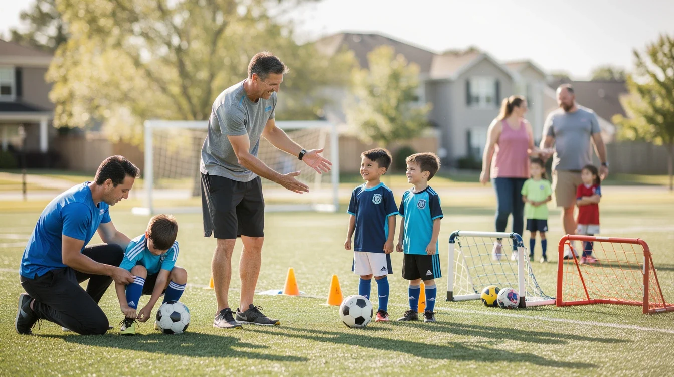 An illustrated diagram showing the key benefits of parent-led soccer training group referrals strategies