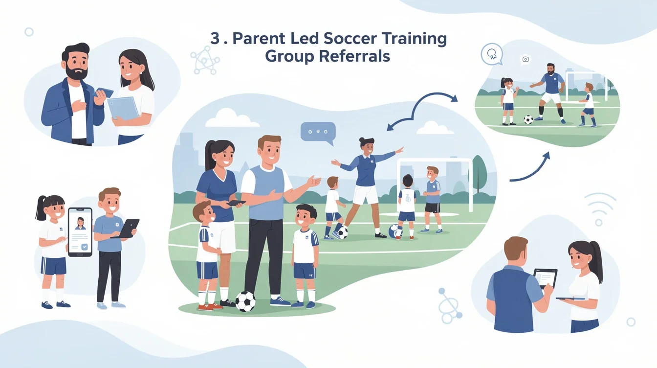 A summary infographic highlighting best practices for parent-led soccer training group referrals