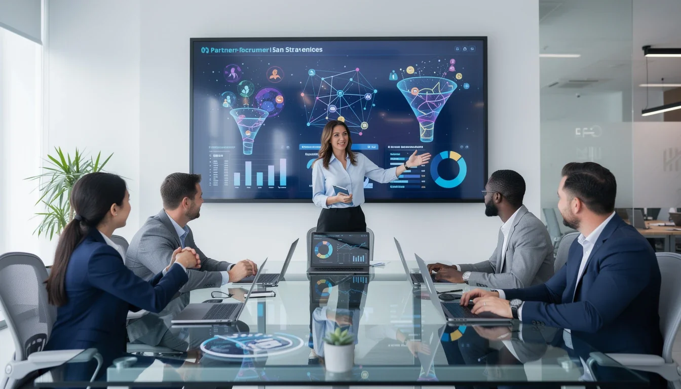 An illustrated diagram showing the key benefits of partner recruitment strategies for saas affiliates strategies