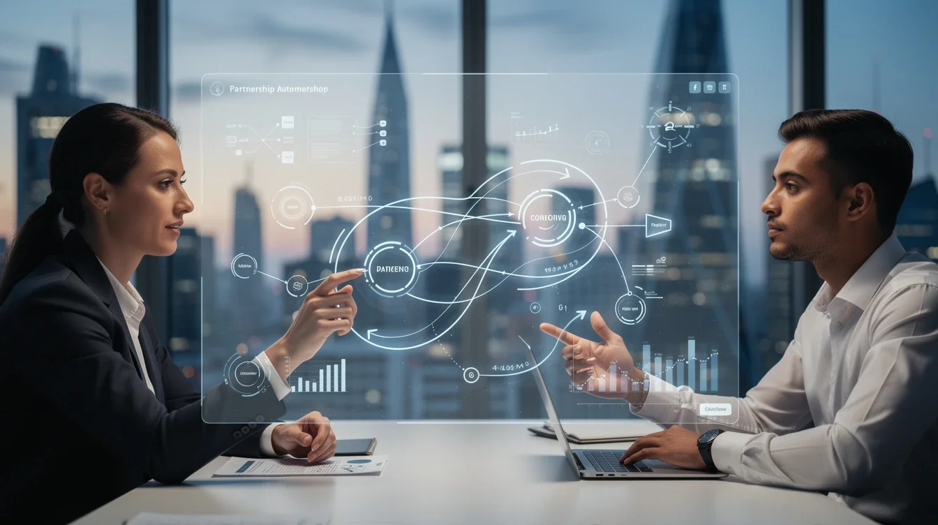An illustrated diagram showing the key benefits of partnership workflow automation benefits 2026 strategies