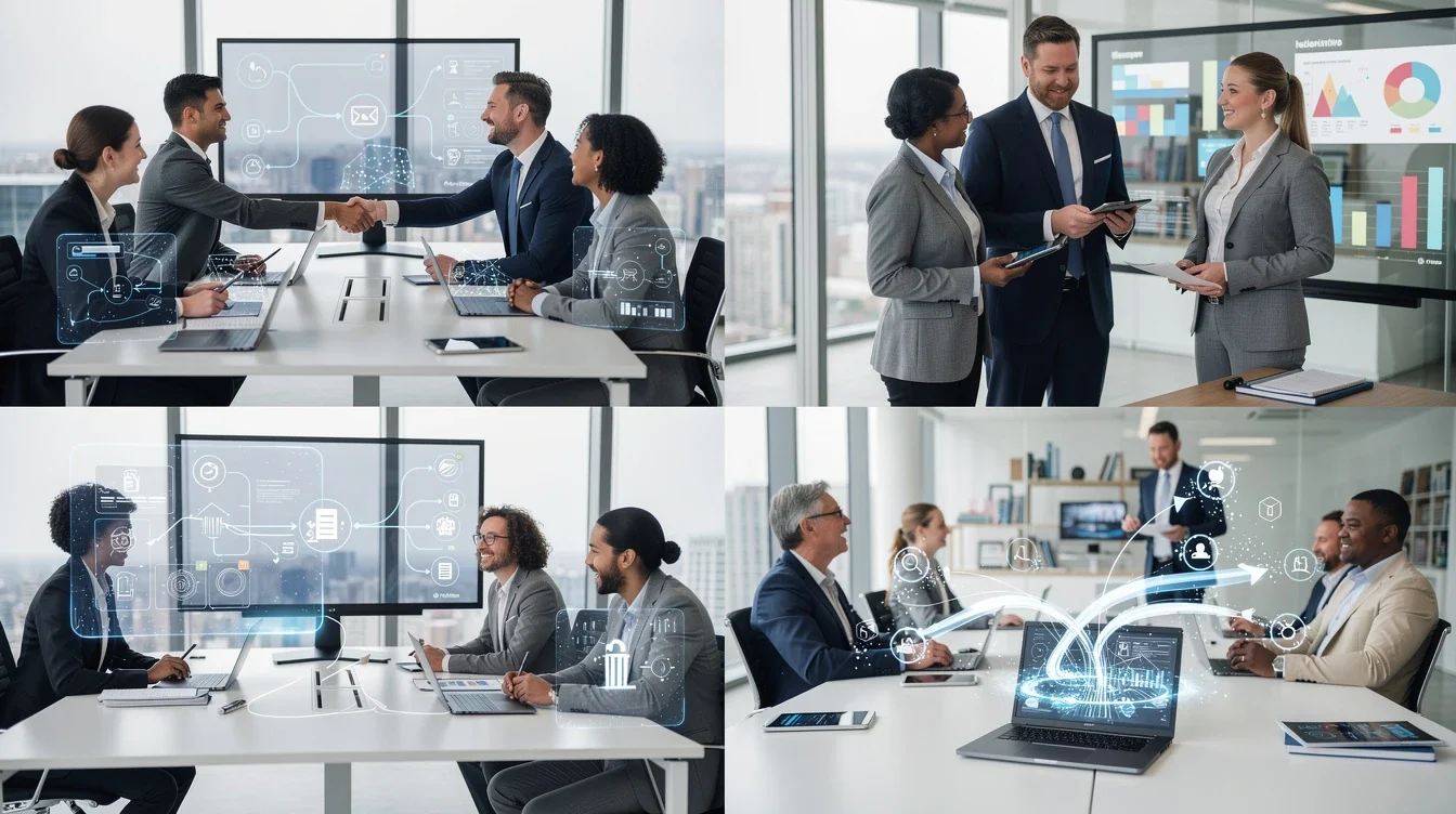 A step-by-step visual process guide demonstrating how partnership workflow automation benefits 2026 works