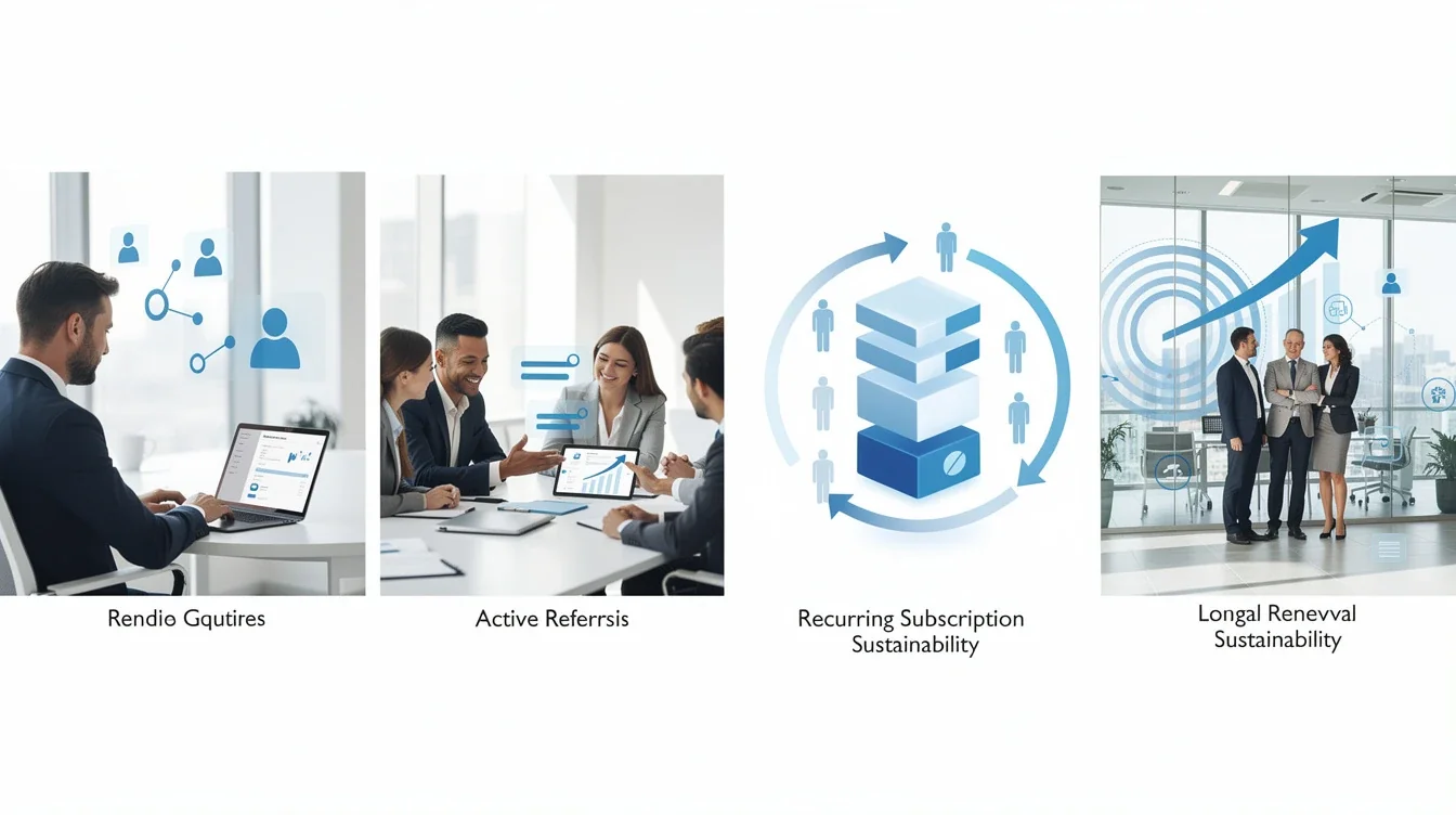 A step-by-step visual process guide demonstrating how referral program sustainability for saas subscriptions works