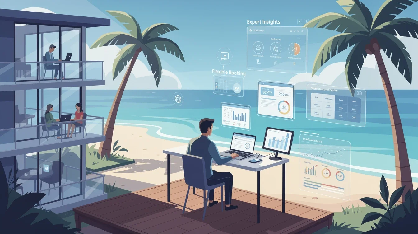 A summary infographic highlighting best practices for remote beach timeshare workcation options