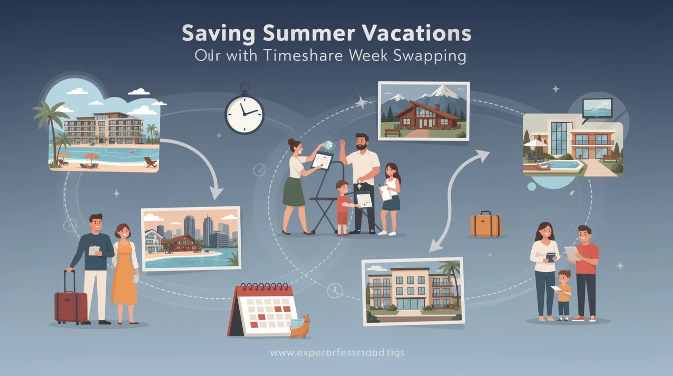 A summary infographic highlighting best practices for saving summer vacations with timeshare week swapping