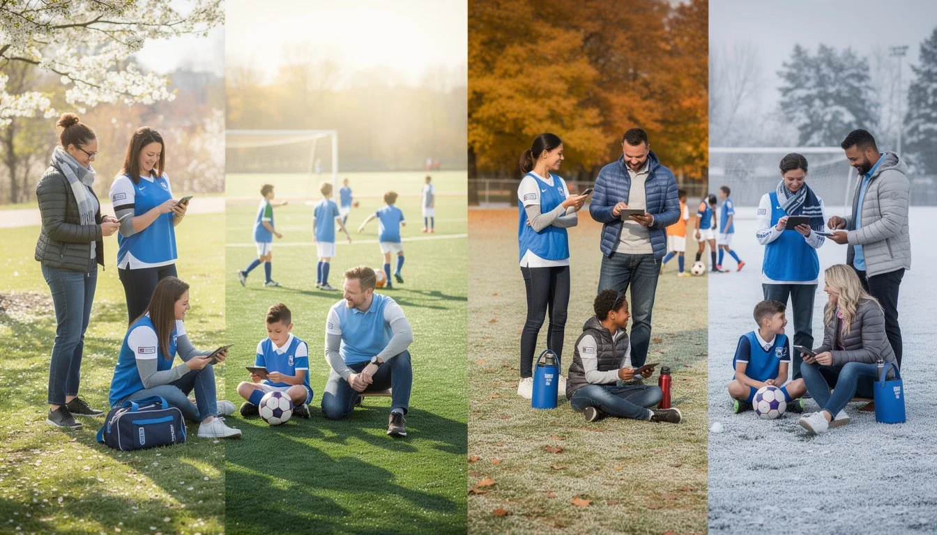 An illustrated diagram showing the key benefits of seasonal referral challenges for youth soccer parents strategies