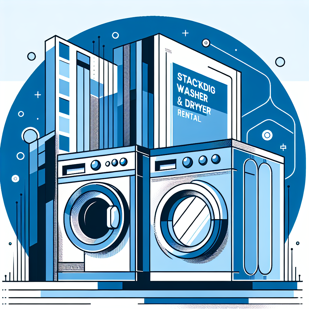 A step-by-step visual process guide demonstrating how stackable washer and dryer rental works with clear labeled stages