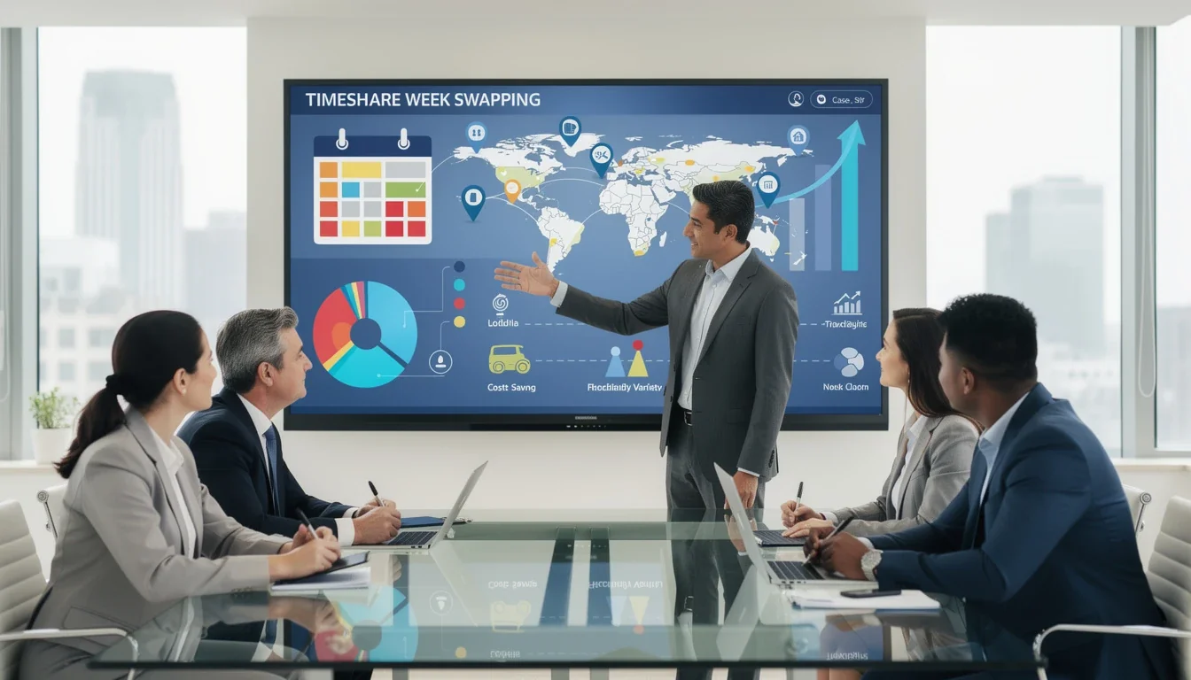 An illustrated diagram showing the key benefits of strategic timeshare week swapping case study strategies