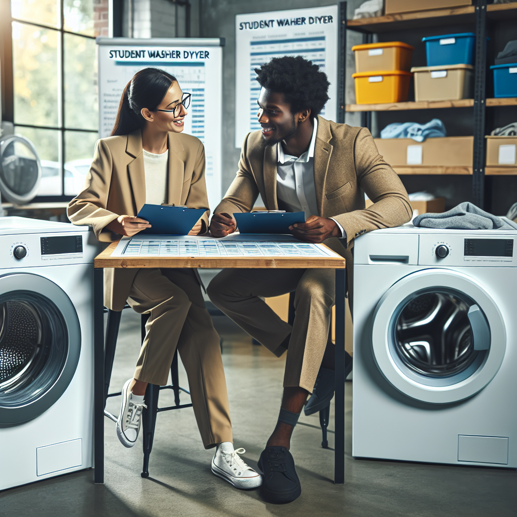 A step-by-step visual process guide demonstrating how student washer dryer rental works with clear labeled stages