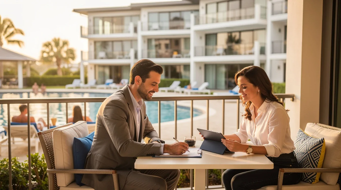 An illustrated diagram showing the key benefits of subletting timeshares for steady rental income strategies