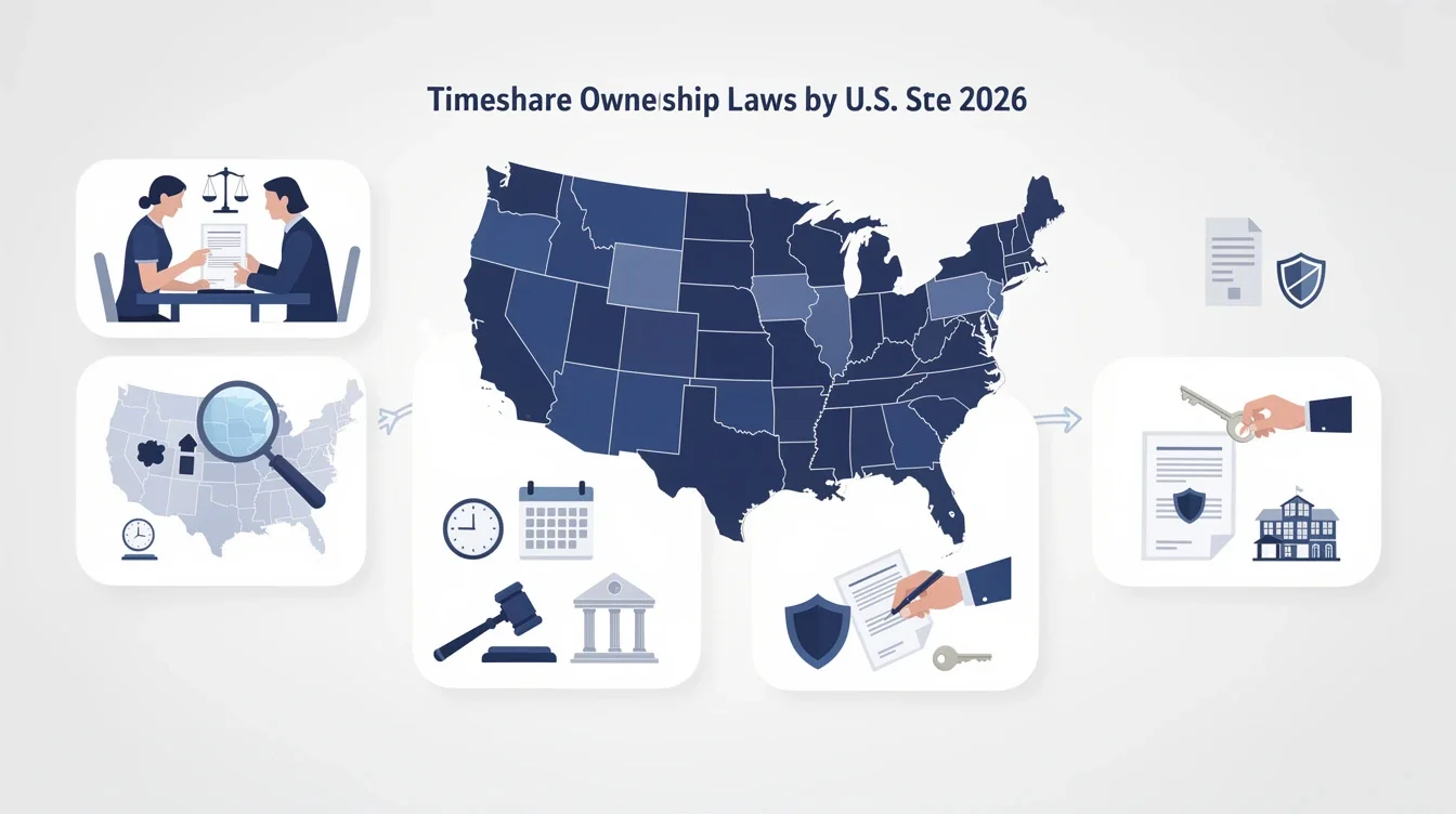 A step-by-step visual process guide demonstrating how timeshare ownership laws by state 2026 works