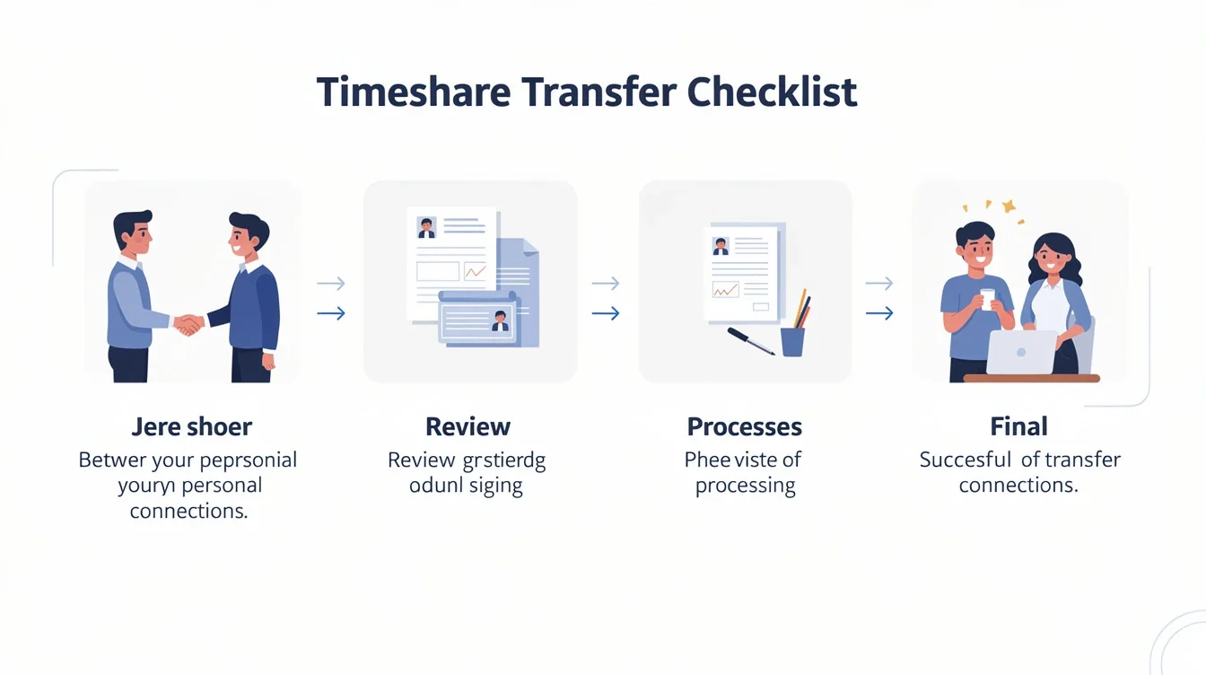 A step-by-step visual process guide demonstrating how timeshare transfer checklist for personal connections works