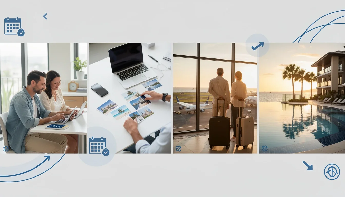 A step-by-step visual process guide demonstrating how timeshare vacation destinations comparison flexible travelers works