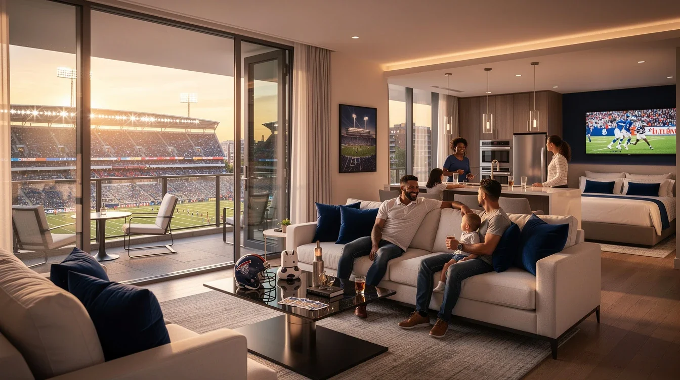 An illustrated diagram showing the key benefits of timeshares near major 2026 sports events strategies
