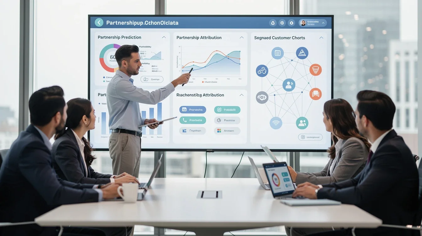 An illustrated diagram showing the key benefits of using partnership data to predict subscription churn strategies