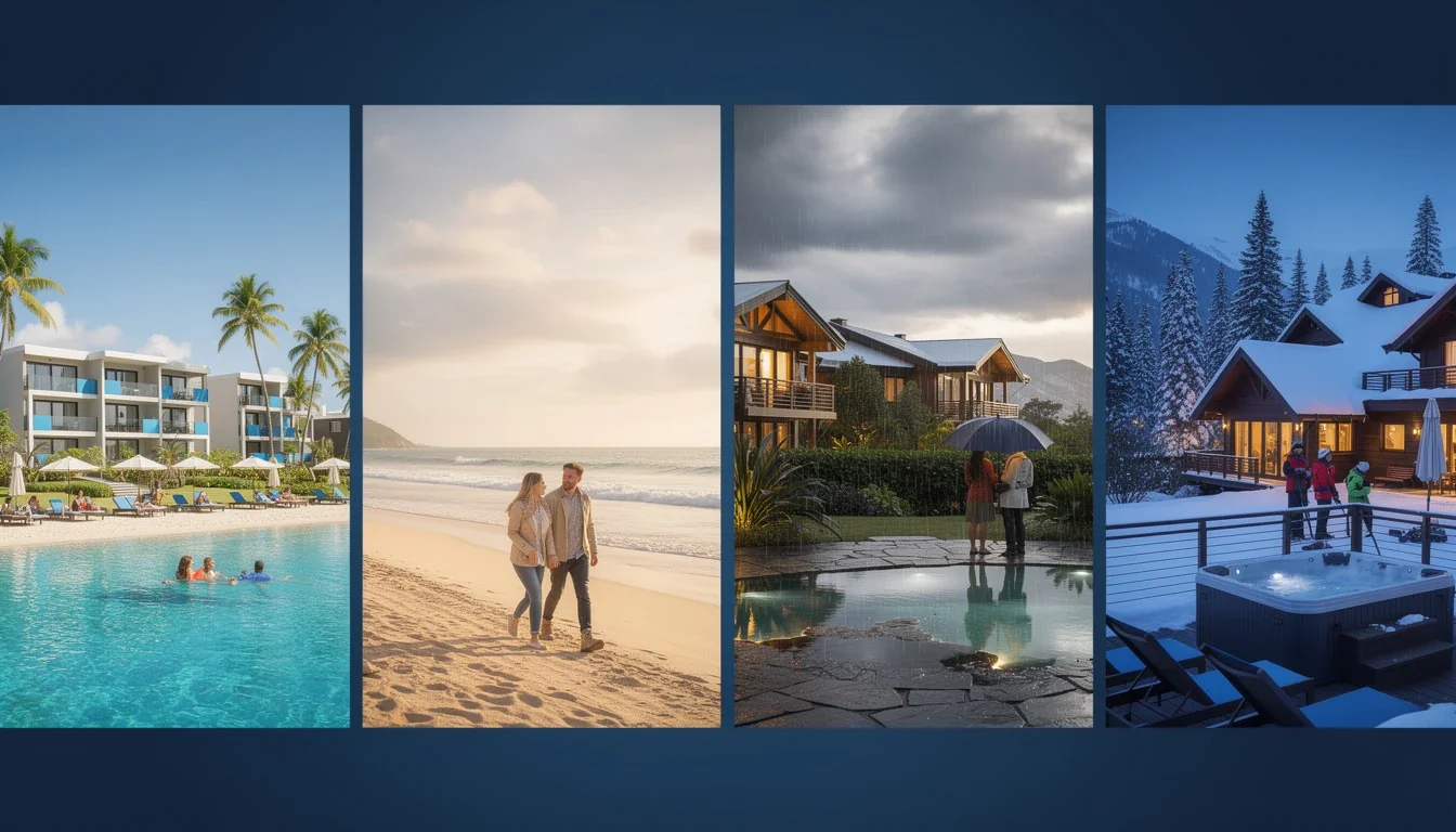 A step-by-step visual process guide demonstrating how weather considerations for timeshare destinations 2026 works